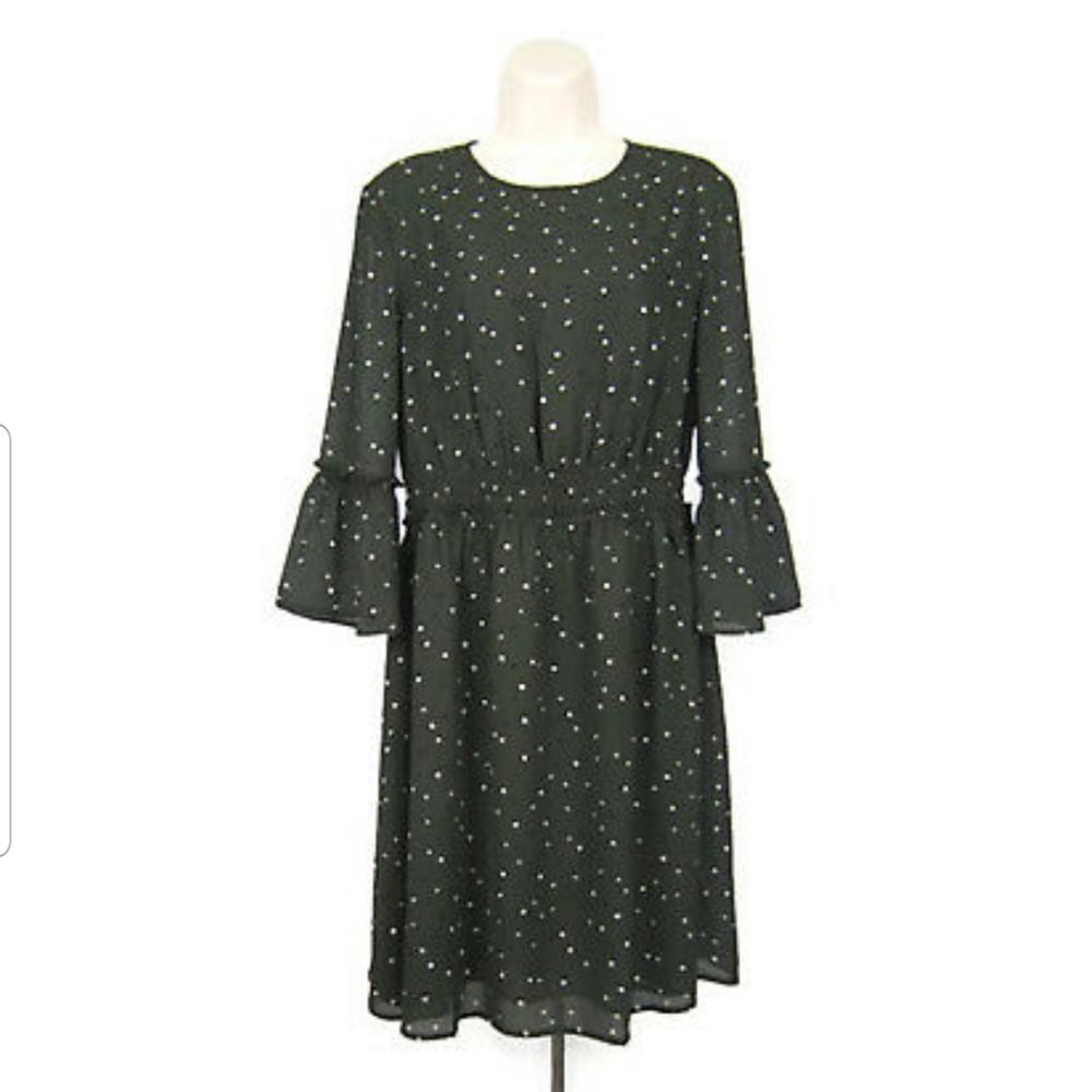 H&M Women's Gray White Black Polka Dot Shift Dress